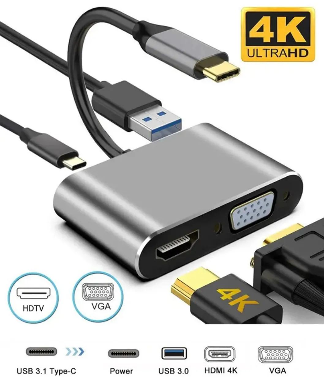 Hub Adaptador USB C para Vga / Hdmi