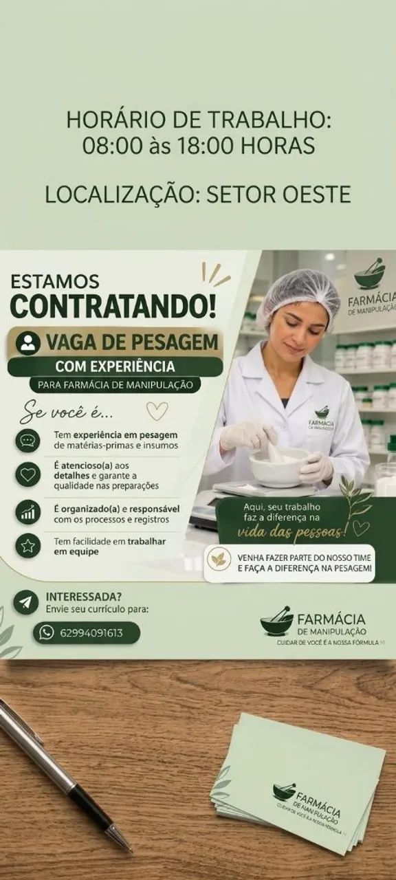 Vaga para PESAGEM COM EXPERIÊNCIA!! 