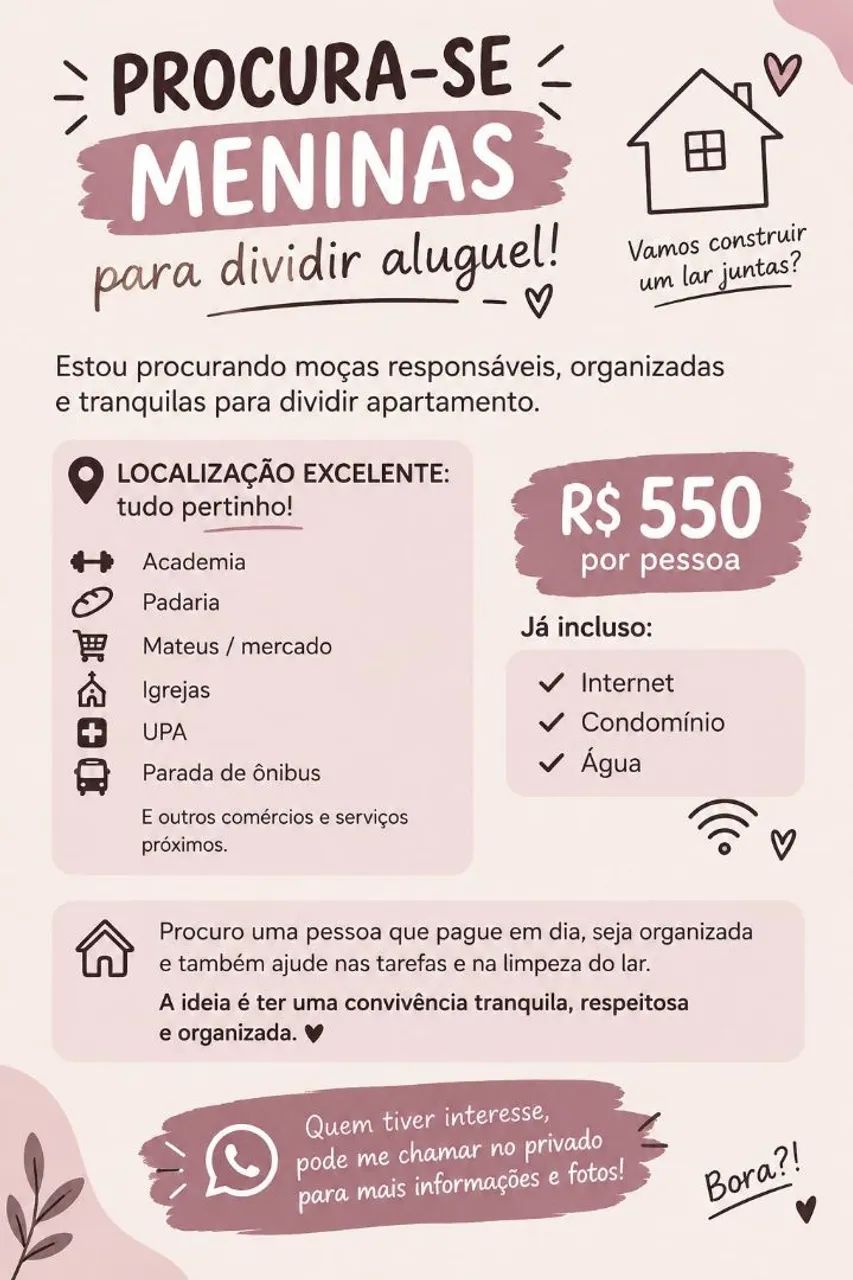 PROCURO MENINAS - DIVIDIR APTO