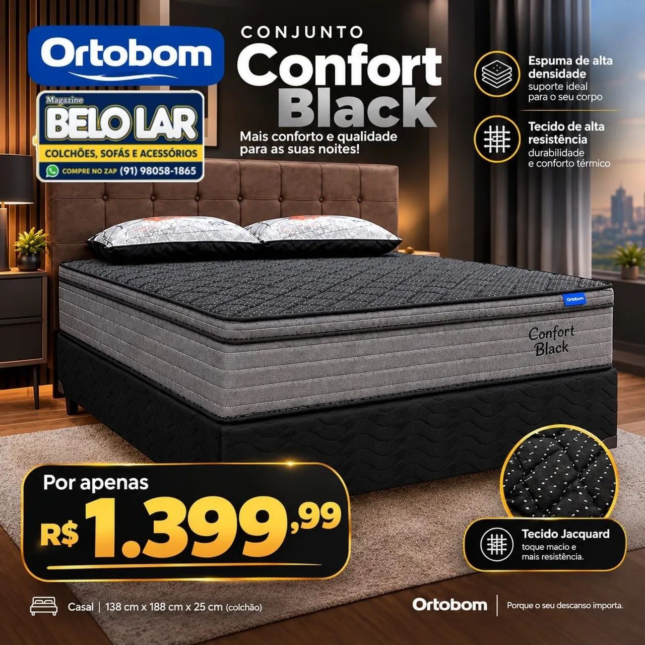 Conjunto Confort Black Ortobom 