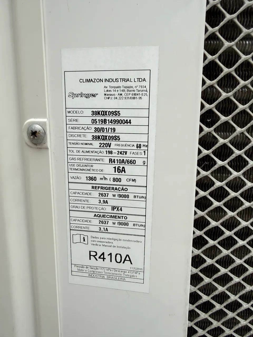 Ar-Condicionado Springer Midea 9.000 BTUs Quente/Frio 220v COMPLETO E ECONÔMICO!! - Foto 4