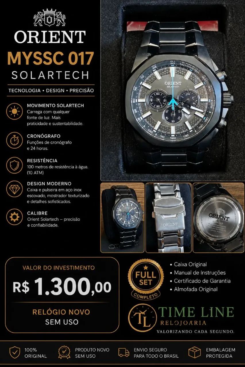 Relógio ORIENT MYSSC 017 SOLARTECH ? FULL SET 