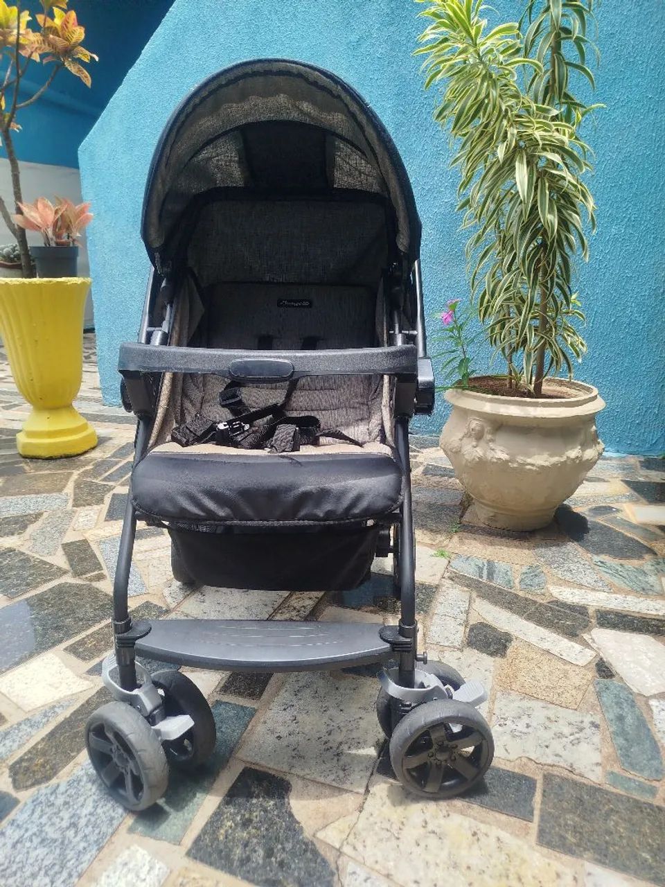 Carrinho de bebê Rio K - Mesclado Preto