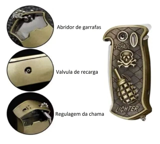 Isqueiro Maçarico Canivete 4 em 1 com Abridor e Chaveiro - Foto 4