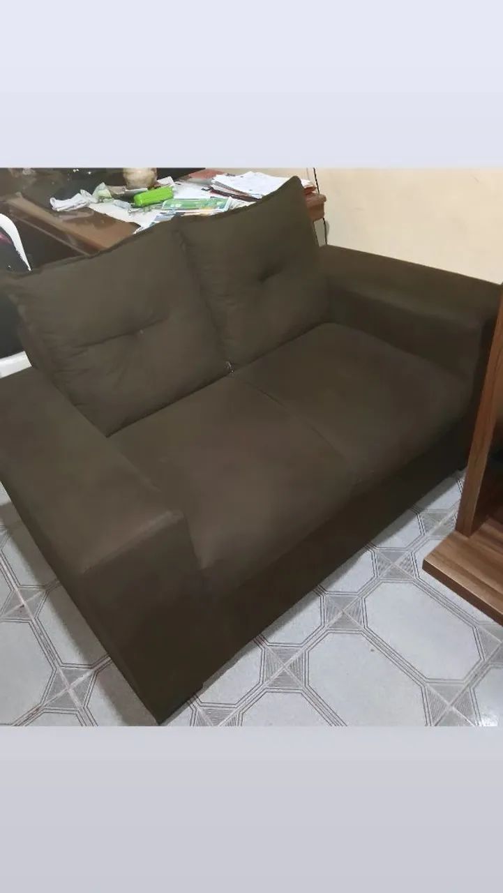 Sofá de 2 e 3 lugares! Marrom. 