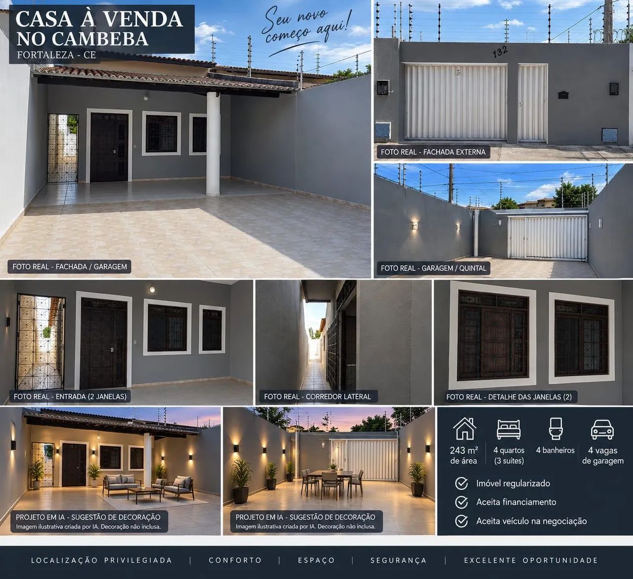 FACILITO | 243 M² | 4 QUARTOS | 3 SUÍTES | 4+ VAGAS | 900 M DO LAGO JACAREY  - Foto 2