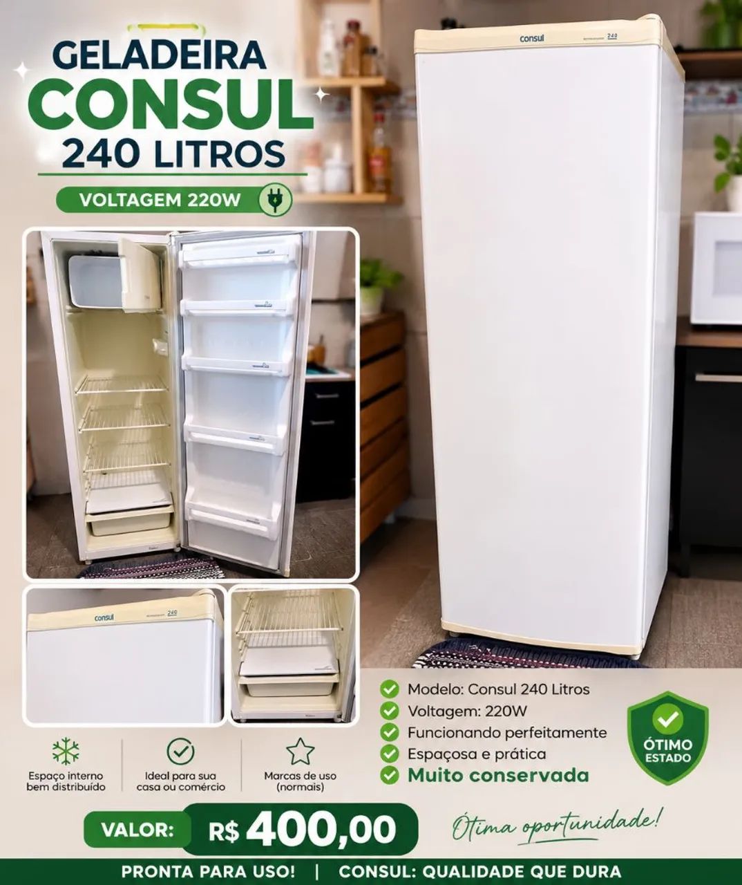 Geladeira Consul 240 litros 