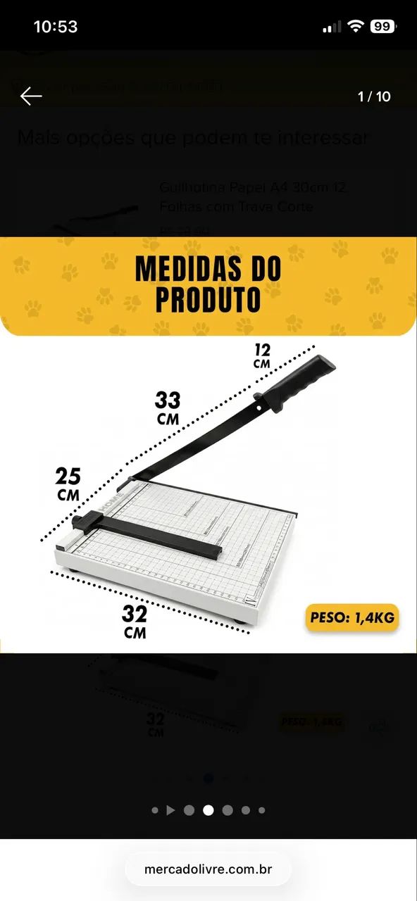 Guilhotina Papel A4 30cm 12 Folhas Manual com Trava - Foto 2