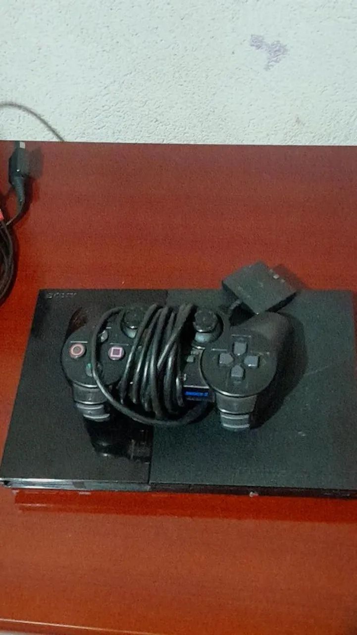 PS2 usado + HD externo 500mb com 300 jogos + todos os cabos +  1 controle - Foto 2