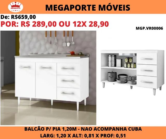 BALCÃO DE PIA 1,20 