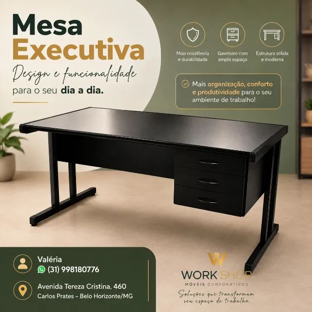 Mesa escritório na cor Preta