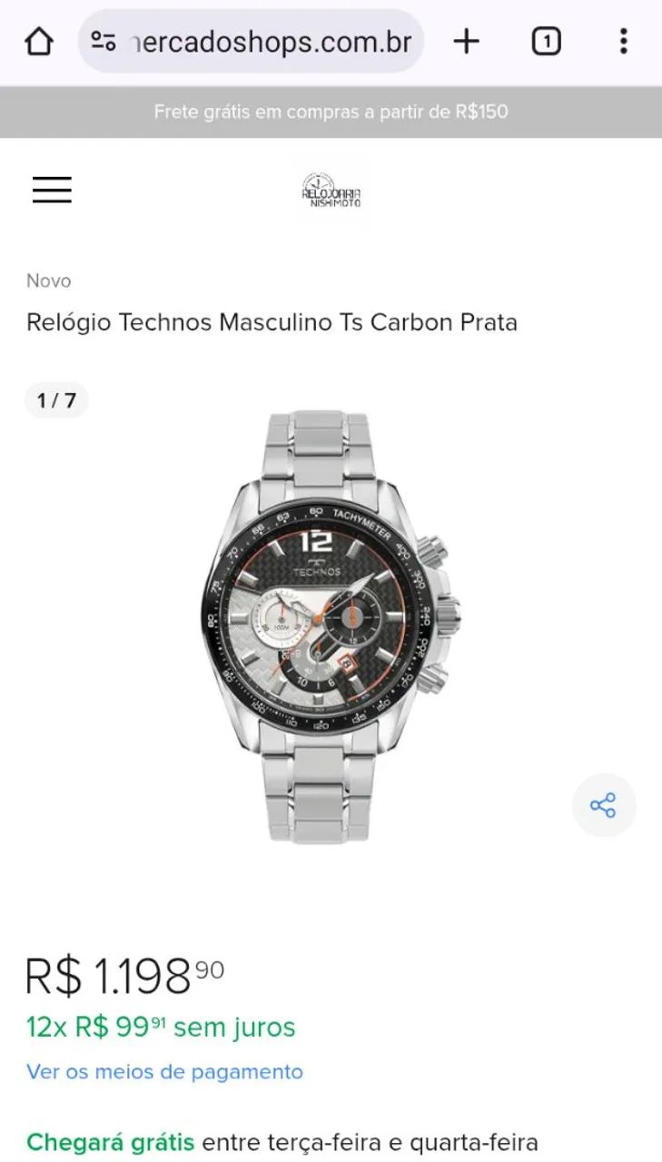 Relógio Technos Ts Carbon Novo LEIA O ANÚNCIO " - Foto 4