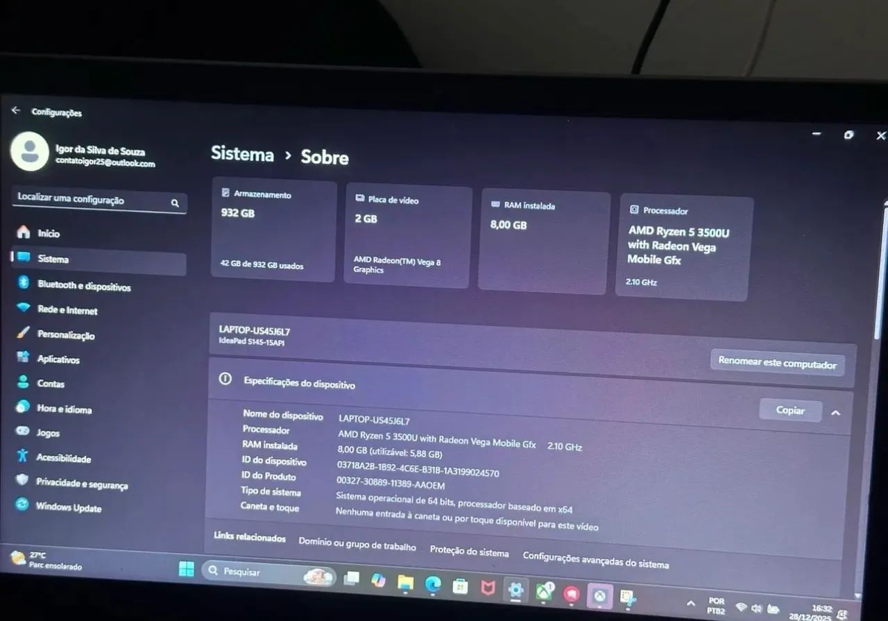 Notebook Lenovo 1TB com placa de vídeo - Foto 2