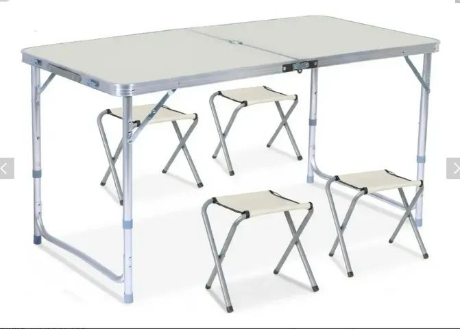 Mesa Dobravel 120x60Cm c/ 4 Bancos Portatil Camping Pesca Jardim - Foto 2