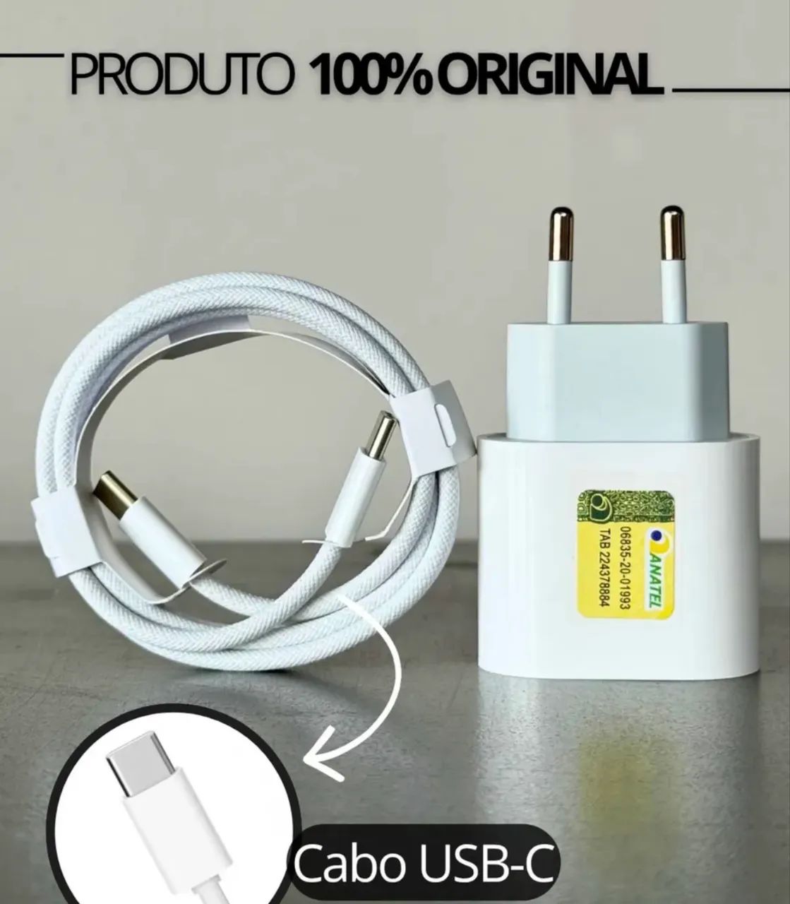 Kit carregador apple usb-c 20w e cabo 60w 1m - Foto 3