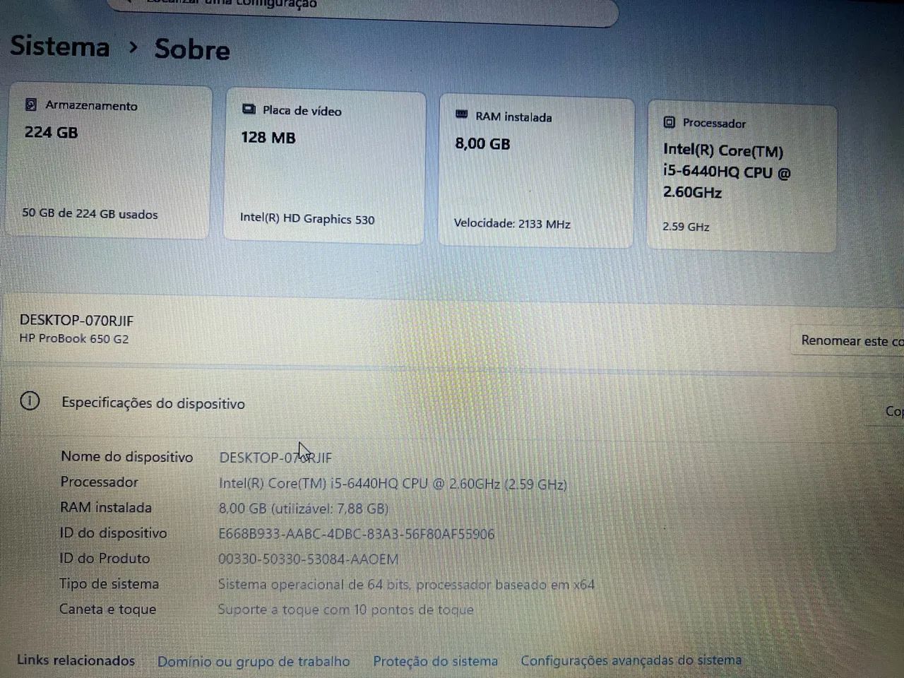 Notebook HP-650 G2
