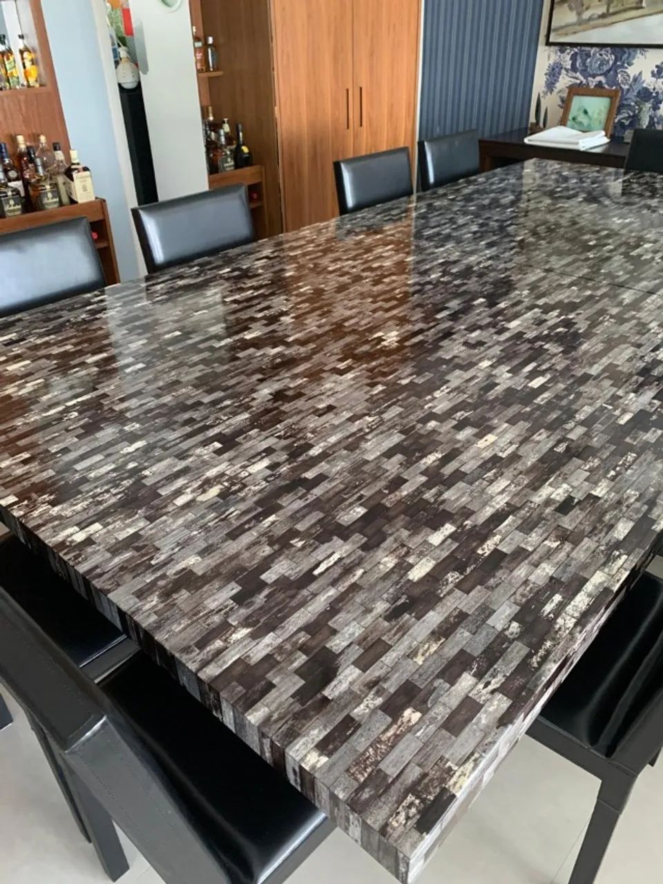 Mesa de Jantar 6 Lugares com Pastilha de chifre preto