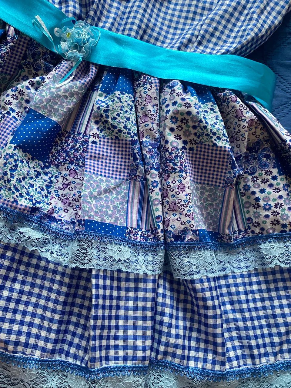 Vestido xadrez azul .  - Foto 5