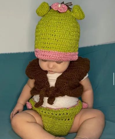 Fantasia Shrek Infantil Recém Nascido Bebê