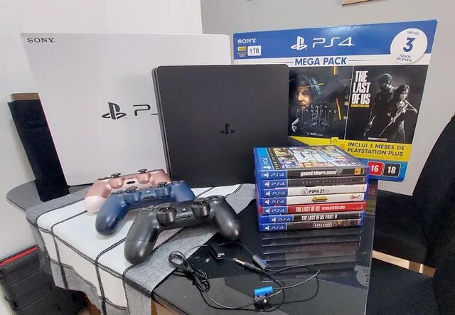 PlayStation 4 slim na caixa+2 controles especiais+jogos em 12X - Videogames  - Taguatinga Sul (Taguatinga), Brasília 1256076022