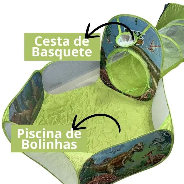 Barraca Infantil Toca Túnel 3 Em 1 Dinossauro T-Rex Verde - Foto 5