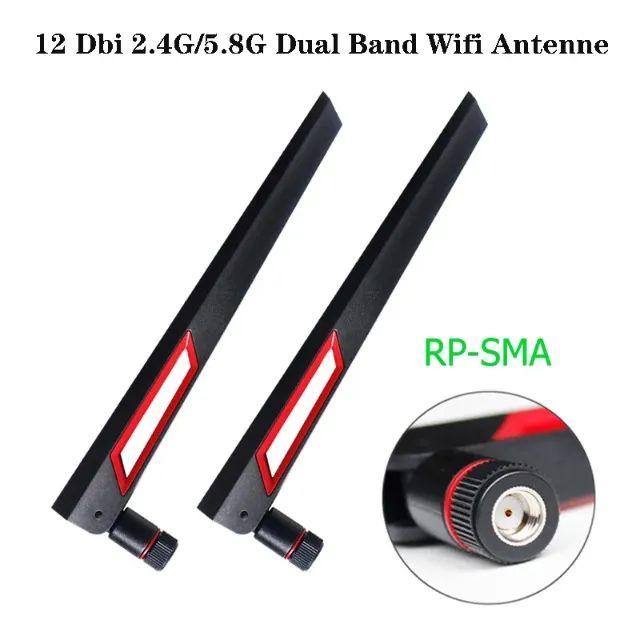 Kit Antena Wireless 12 dBi 2.4/5.8ghz Longo Alcance RP-SMA