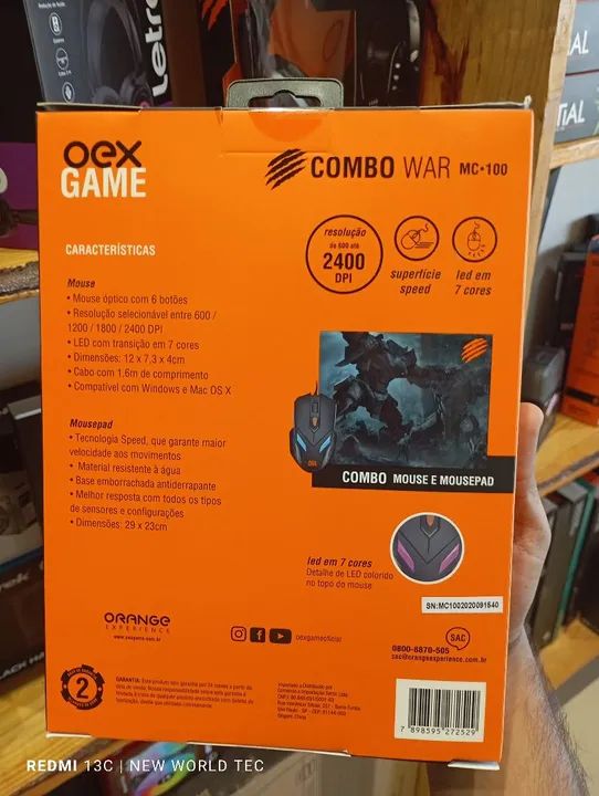 Combo gamer mouse + Mousepad Oex War - Foto 2