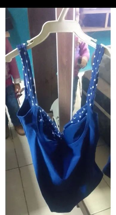 Maiô azul com bolinhas branco - Foto 2