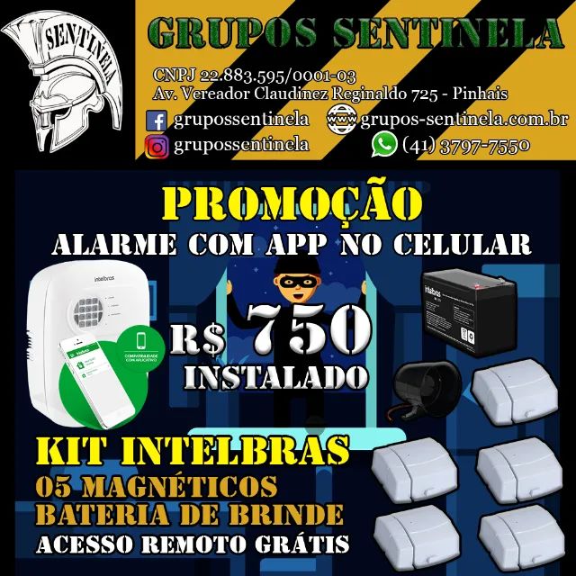 Sistema de alarme com aplicativo grátis no celular