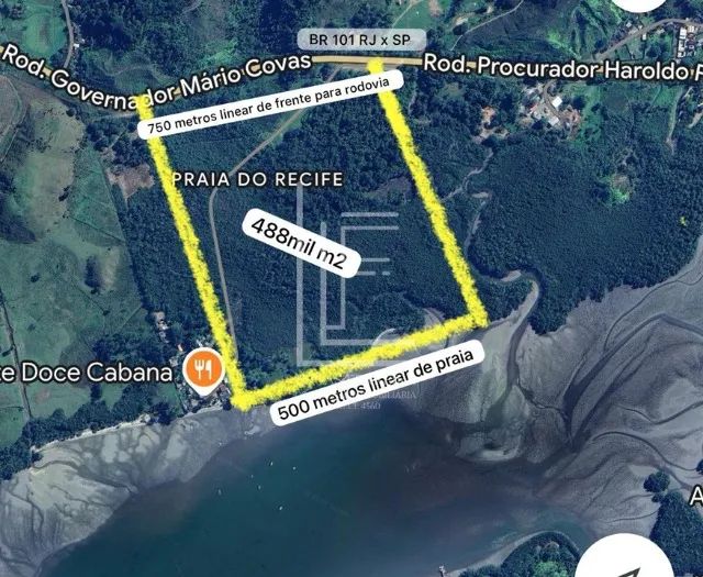 Área de 488.000m² com 500 metros de praia e 750 metros de rodovia no Rio de Janeiro