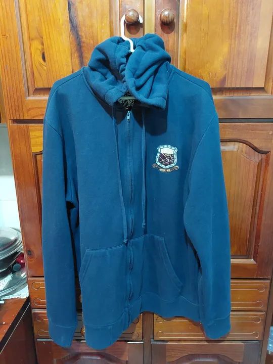 Casaco de Moletom com Capuz Azul