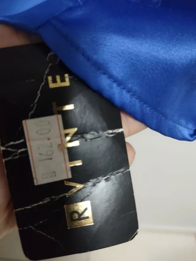 vestido azul cetim novo