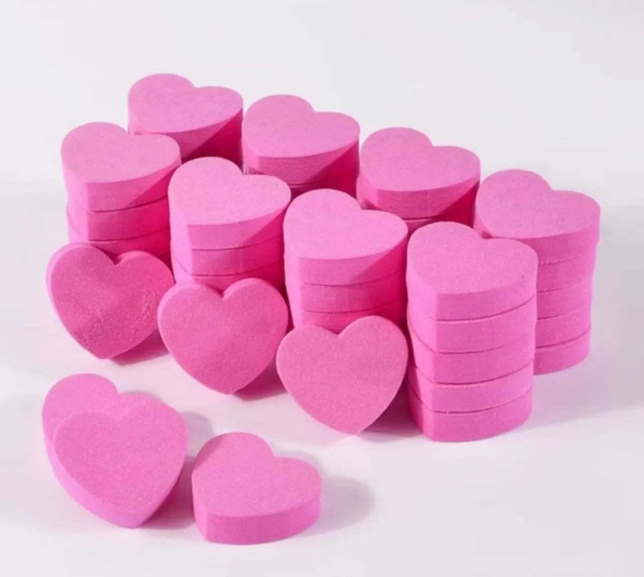 Kit com 10 unidades Mini Lixa de Unhas em Formato de Coração - Cor Rosa