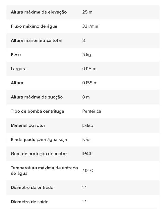 Vonder Bomba Periferica BPV 375 Piscina Caixa 1/2cv Bivolt 127V/220V - Foto 6
