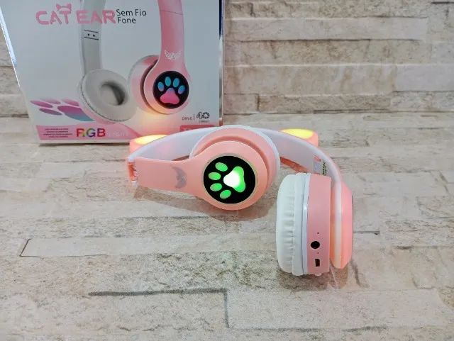 Fone Gatinho Bluetooth 5.0 Com Led Rgb - Foto 3