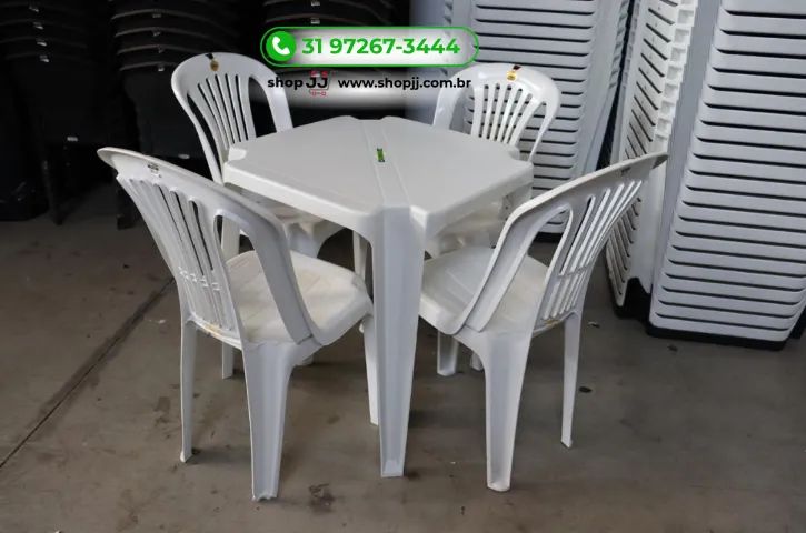 JOGO DE MESA COM 4 CADEIRAS BRANCO JR