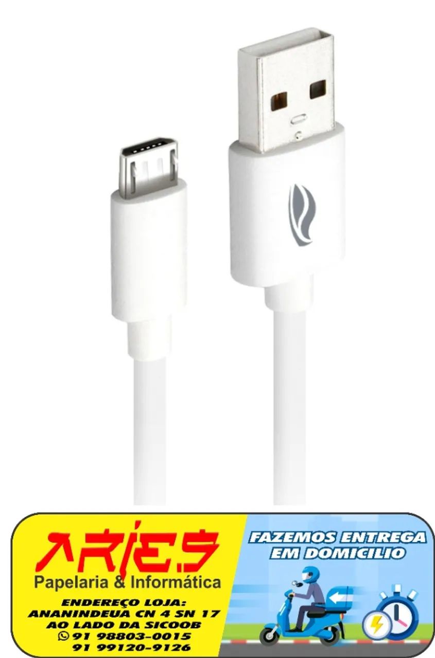CABO USB X MICRO USB 2 METROS 2A C3TECH CB-M20WH CARGA E DADOS