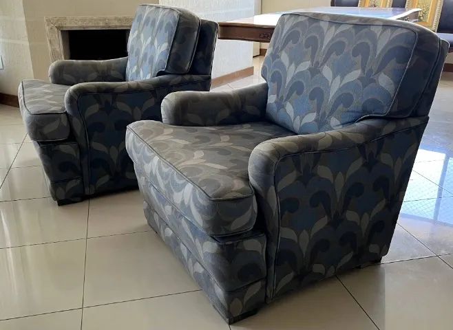 Par de Poltronas Qualidade Tecido Jacquard Almofadas Soltas Ziper - Foto 3