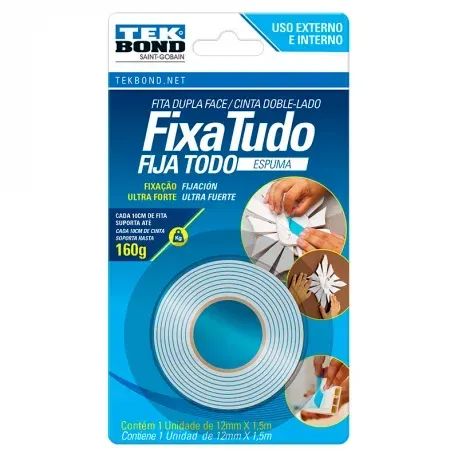 Fita Dupla Face 12mm x 1,5m Tek Bond