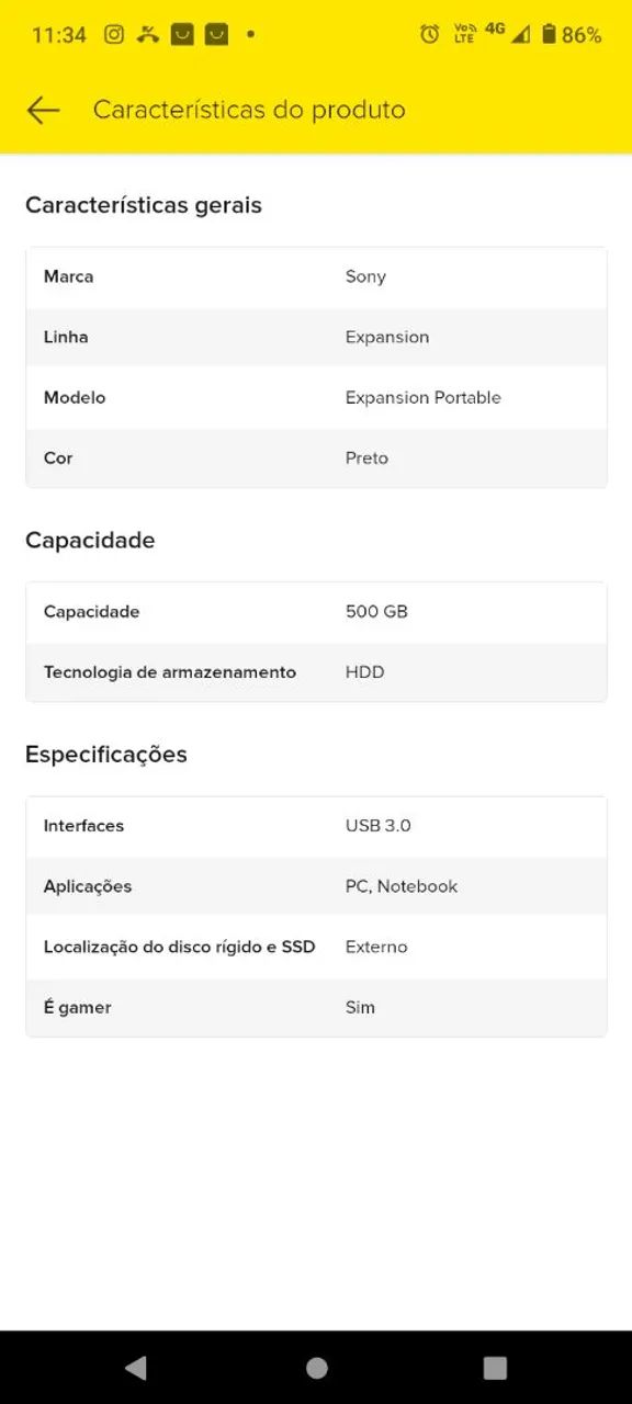 HD Externo Sony 500 GB 3.0 Alta velocidade de transferência  - Foto 5