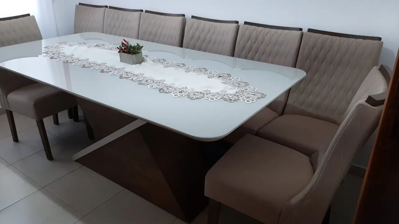 Mesa de Jantar Moderna com Tampo de Vidro - Foto 5