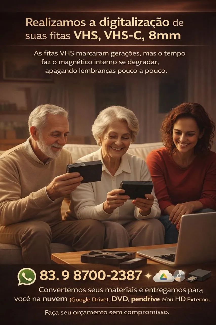 Digitalização de fitas VHS,VHS-C,Mini DV,8mm....