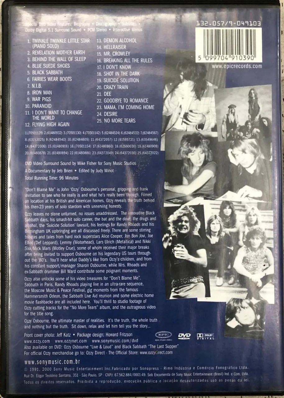 DVD OZZY OSBOURNE Don't Blame Me The Tales of Ozzy Osbourne - Foto 2