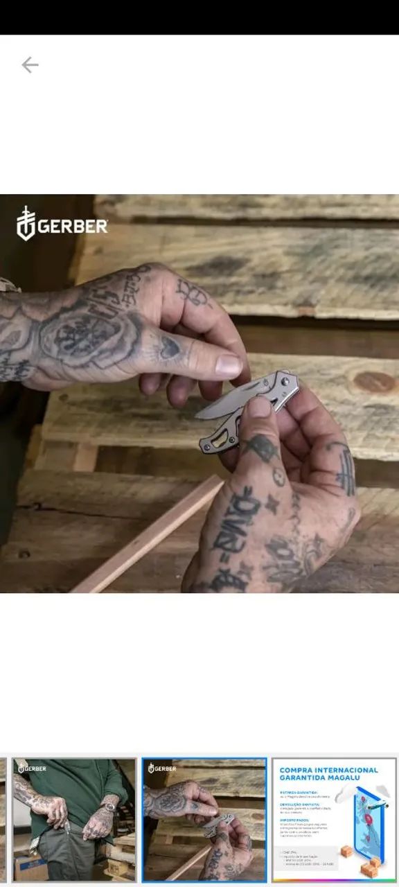 Gerber pequeno aço inox original impecável pouquíssimo usovete de bolso para camping - Foto 3