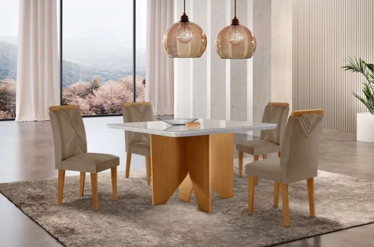 Mesa de Jantar com 4 Cadeiras Nevada 90x90 (ENTREGAMOS EM ATÉ 24 HORAS) - Foto 2