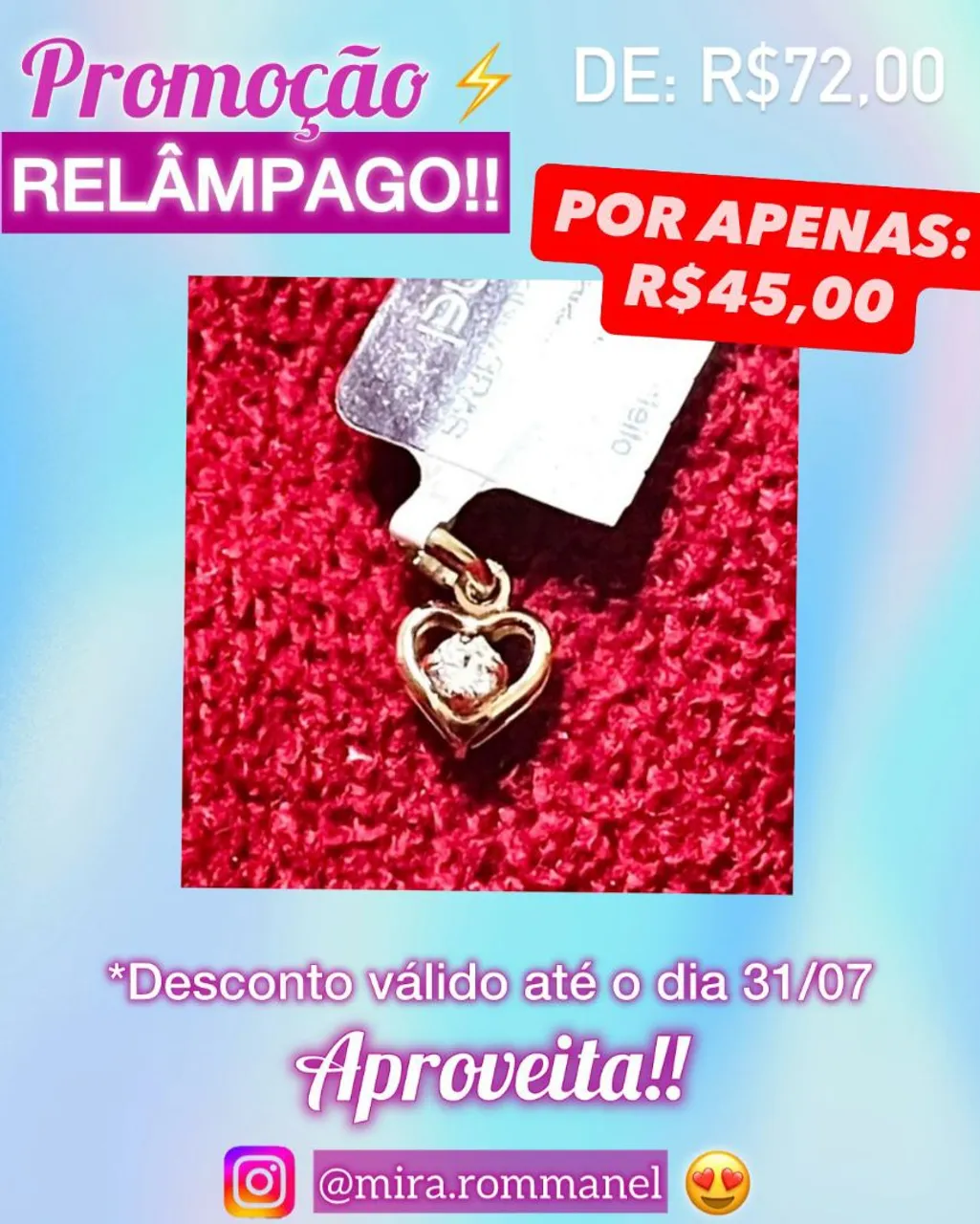 Pingente de coração com promoção relâmpago!