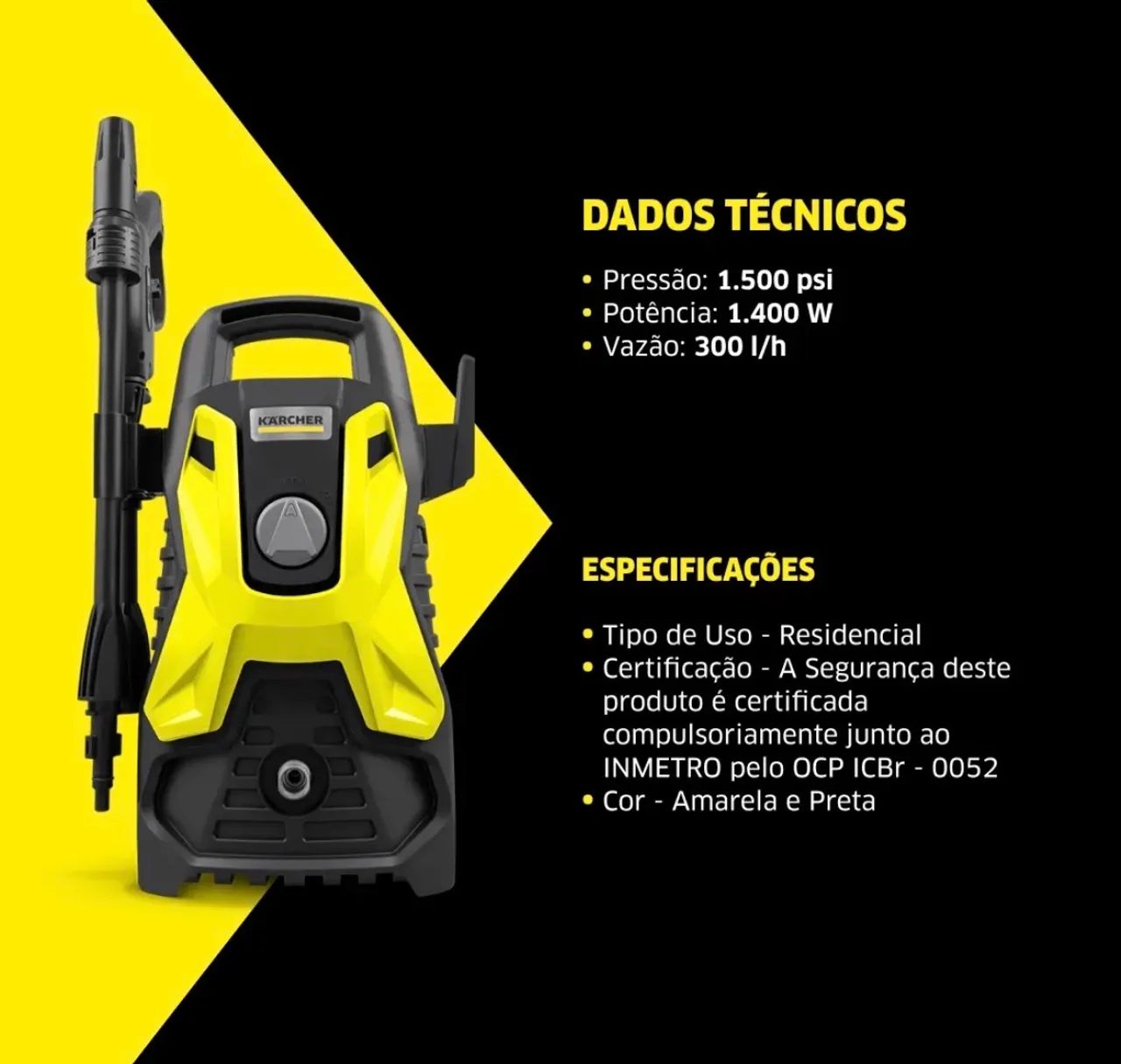 Lavadora de alta pressão Karcher prática black com aplicador de detergente