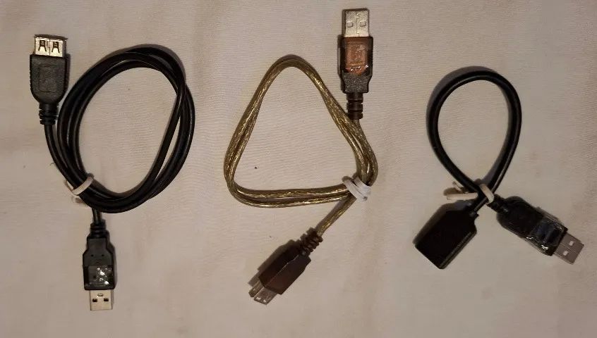 Cabos extensores USB macho para USB fêmea, novos, tamanhos 25, 60 e 80  - Foto 2