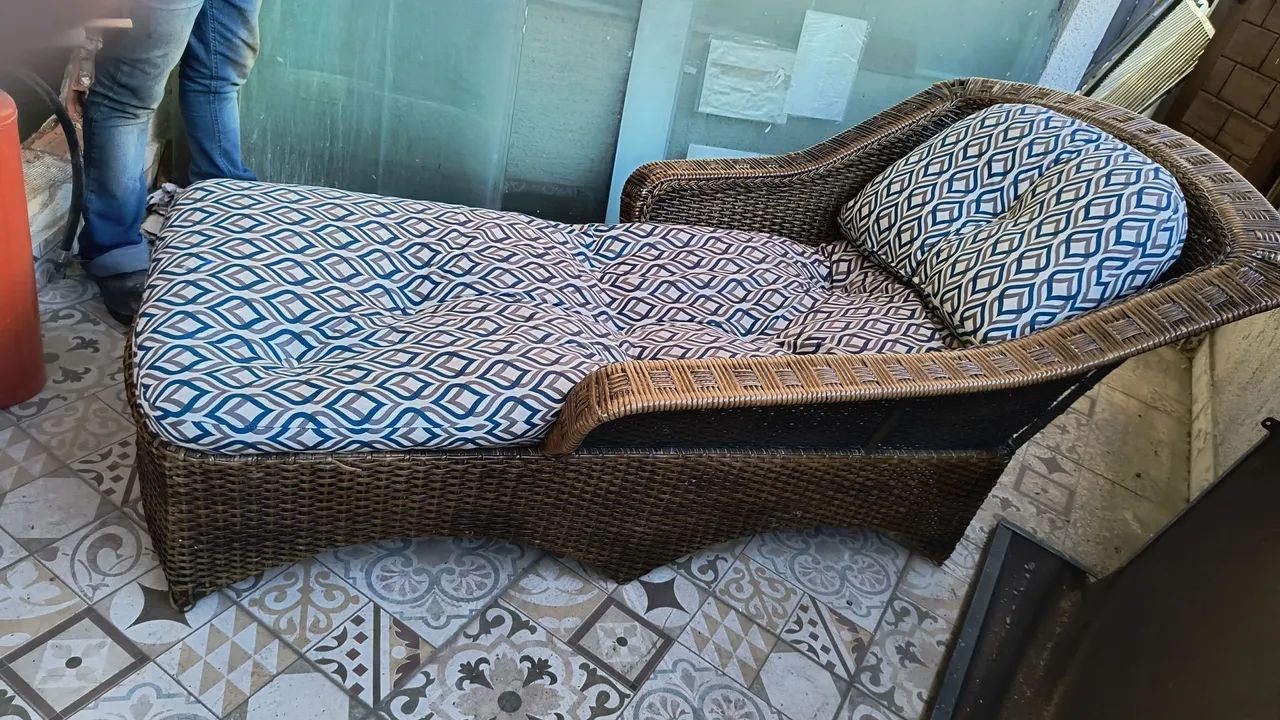 Chase Long/Sofá Divã de Vime Vintage para Decoradores - Foto 3