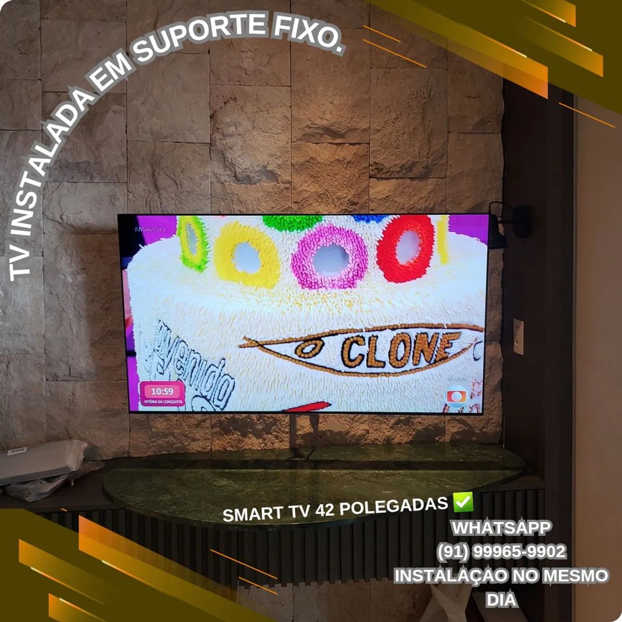 Suporte fixo para tv com instalação.